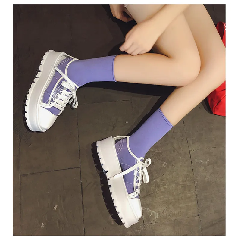 

women thick heels sneakers fashion PVC transparent platform breathable vulcanize shoes woman lace up platform casual clear shoes