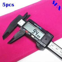 Discount! 5pcs 150mm 6inch LCD Digital Electronic Carbon Fiber Vernier Caliper Gauge Micrometer with Gift Pouch