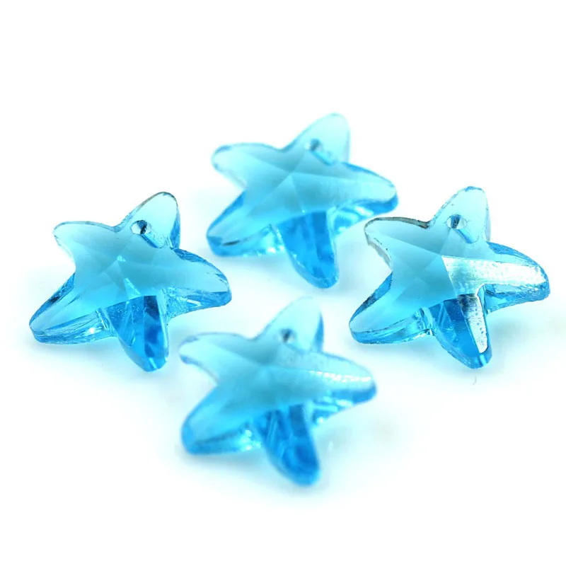 ZHUBI 14 мм 20 шт пятиконечная звезда форма Бусы из стекла и камней кристально чистый стеклянный шарик Женская Морская звезда Стразы ювелирные изделия кулон - Цвет: lake blue