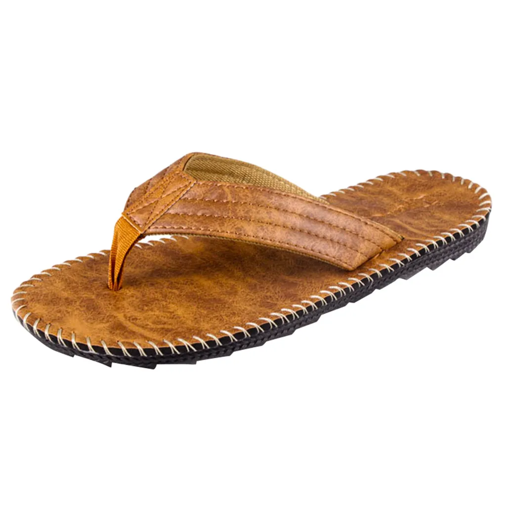 

SAGACE 2019 Men's Summer Beach Breathable Shoes Slippers Flip-Flops Flats Shoes Feet Non-slip Thick-soled Flat Slippers