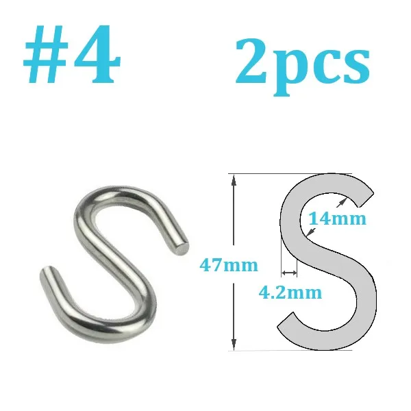 8 размеров нержавеющая сталь S крючки s-образный крюк кухонные держатели для подвесного хранения ванная комната многофункциональные S подвесные крючки - Цвет: No.4           2pcs