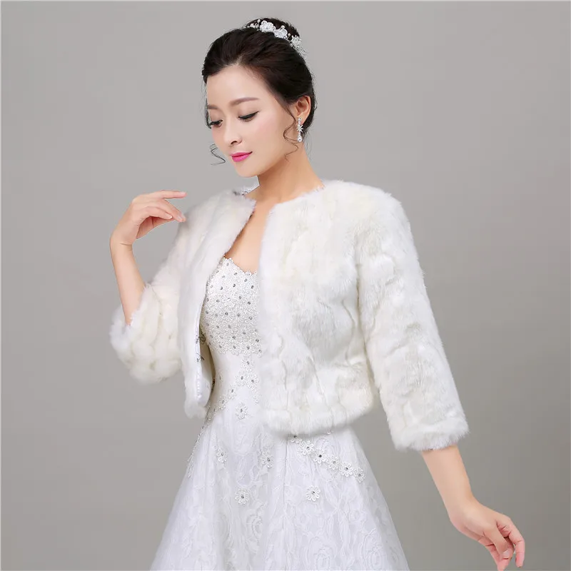 Forevergracedress Cheap New Autumn Winter With Sleeve Faux Fur Wedding Wrap Bolero Jackets Bridal Coat Cape Cloak Shawls Scarves