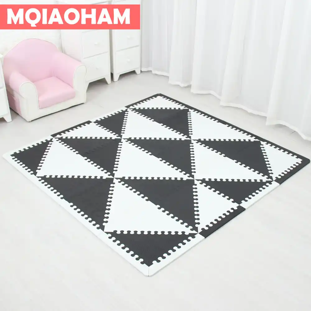 Mqiaoham Baby Eva Foam Puzzle Play Mat Interlocking Exercise Floor Carpet Tiles Rug For Kids Triangle 35cm 1cm Black White Aliexpress Mqiaoham Baby Eva Foam Puzzle Play Mat