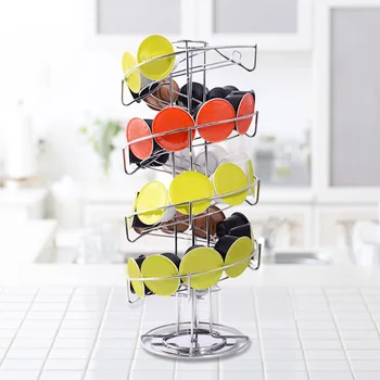 

Coffee Capsule Rack Rotating Holder Hollow Storage Metal Stainless Steel J2Y