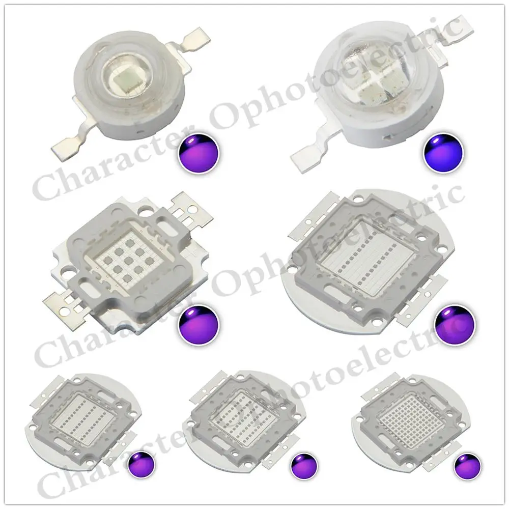 

UV Purple LED Ultraviolet Bulbs Lamp Chips 365nm 375nm 380nm 385nm 395nm 400nm 405nm 3W 5W 10W 20W 30W 50W 100W High Power Ligh