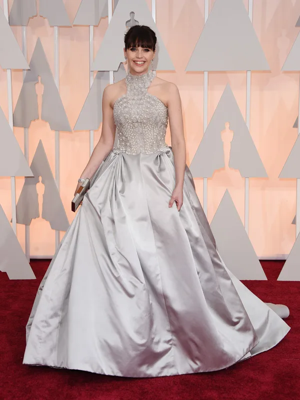 red and silver ball gown