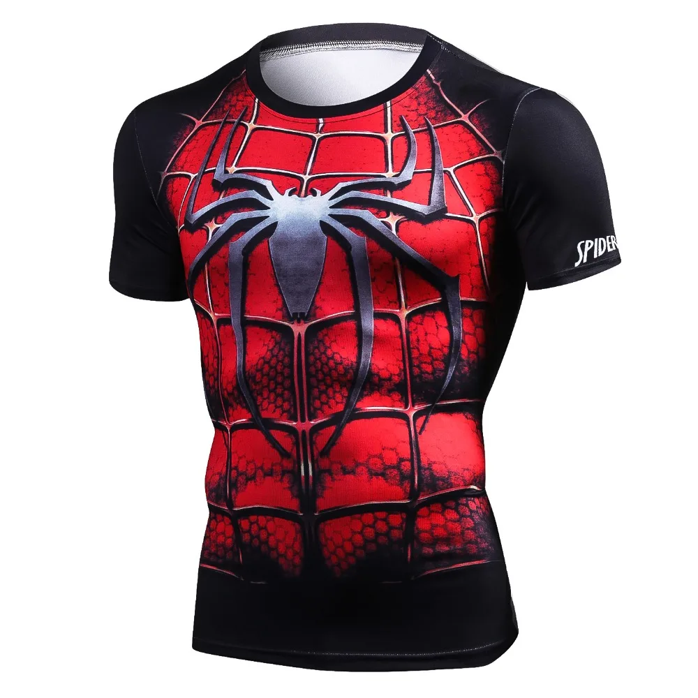 Najtaniej Spiderman 3D Print t shirty męskie koszulki fitness kompresyjne Superhero topy kostium z krótkim rękawem t shirty do ćwiczeń
