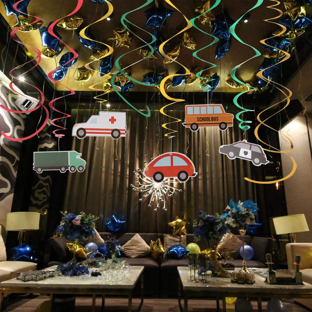30pcs Cartoon Bus Taxi Car Tractor Hanging Swirl Ceiling Hanging