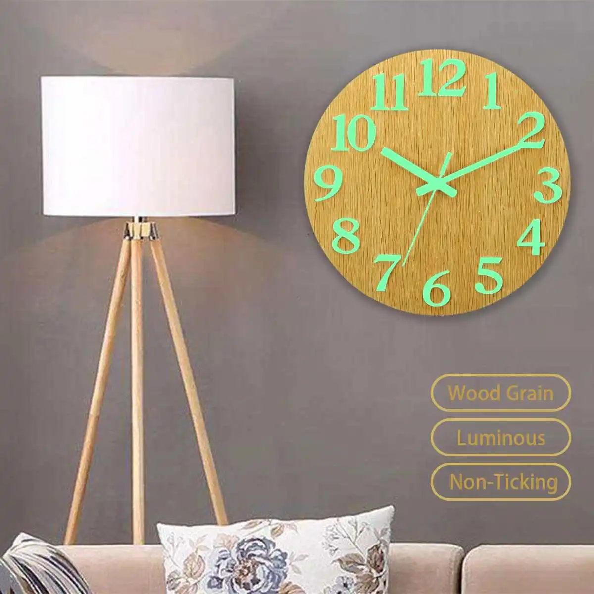 Wall Clock Glow In The Dark Silent Quartz Luminous Indoor Living Room Bedroom 12 Inch Home Decor Modern Clock