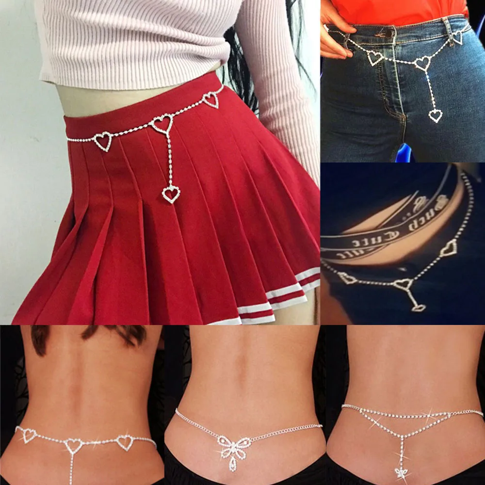 

Sexy Waist Belt Chain Long Crystal Pendant Harness Belly Chains for Women Waistbands Body Jewelry Clothing & Accessories