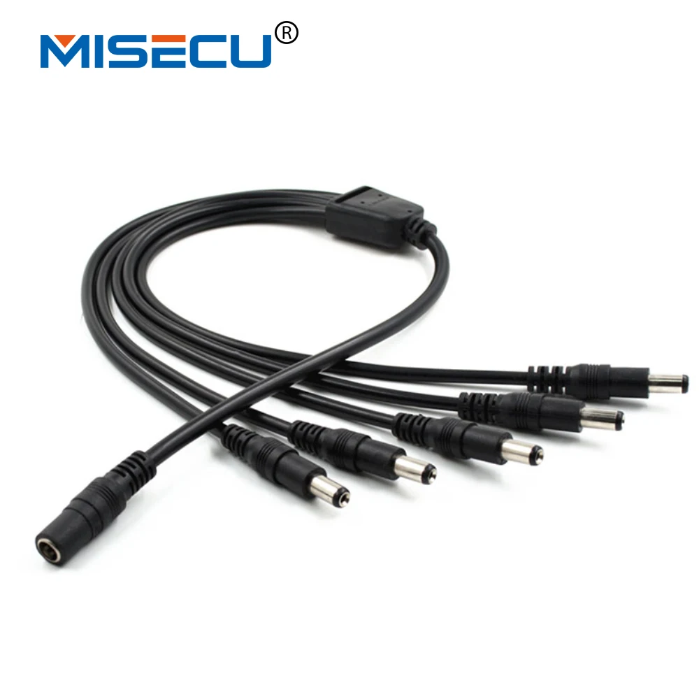 

MISECU DC power Splitter Cable 1 to 5 way 1 male to 5 Female cord for CCTV Camera 5.5mm / 2.1mm 5pcs/lot