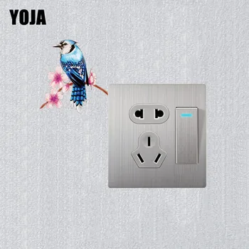 

YOJA Mysterious Colored Flowers Birds On The Branches Decor Wall Switch Sticker Living Room Bedroom10SS0430