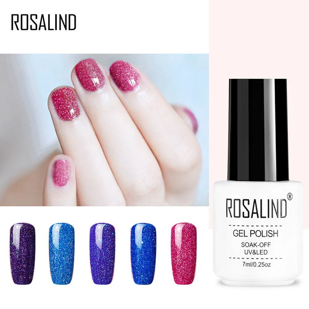 ROSALIND Блестящий УФ-Гель-лак для ногтей Soak Off Nail Art верхнее покрытие Базовое покрытие гель лак для ногтей наборы для девочек C0804