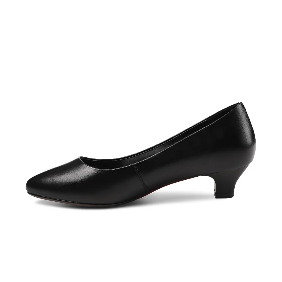 spring and autumn women's shoes leather fabric comfortable lining 4CM low heel black work women's shoes