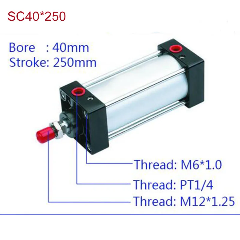 SC40*250 Free shipping Standard air cylinders valve 40mm bore 250mm stroke SC40*250 single rod double acting pneumatic cylinder