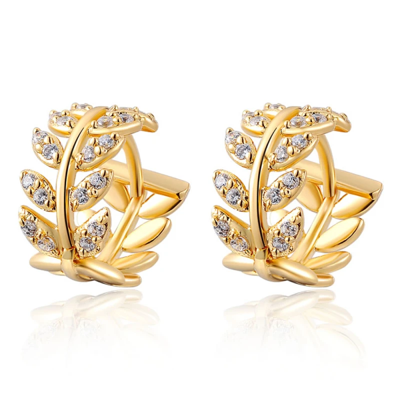 

Garilina White zircon gold Willow earrings wholesale Wedding Anniversary Engagement Gifts jewelry for women E2274