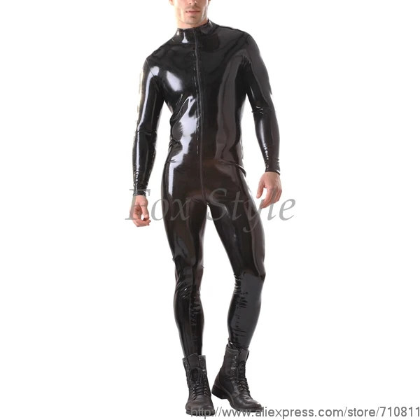 

Men's Rubber latex catsuit with Front Through Zip
