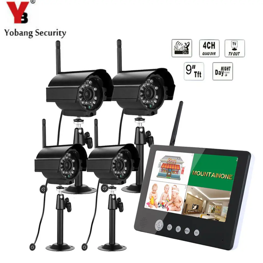 

Yobang Security Outdoor Waterproof Wireless Security Camera System 9 inch Baby Monitor 4CH CCTV DVR HD Night Vision IP Cameras