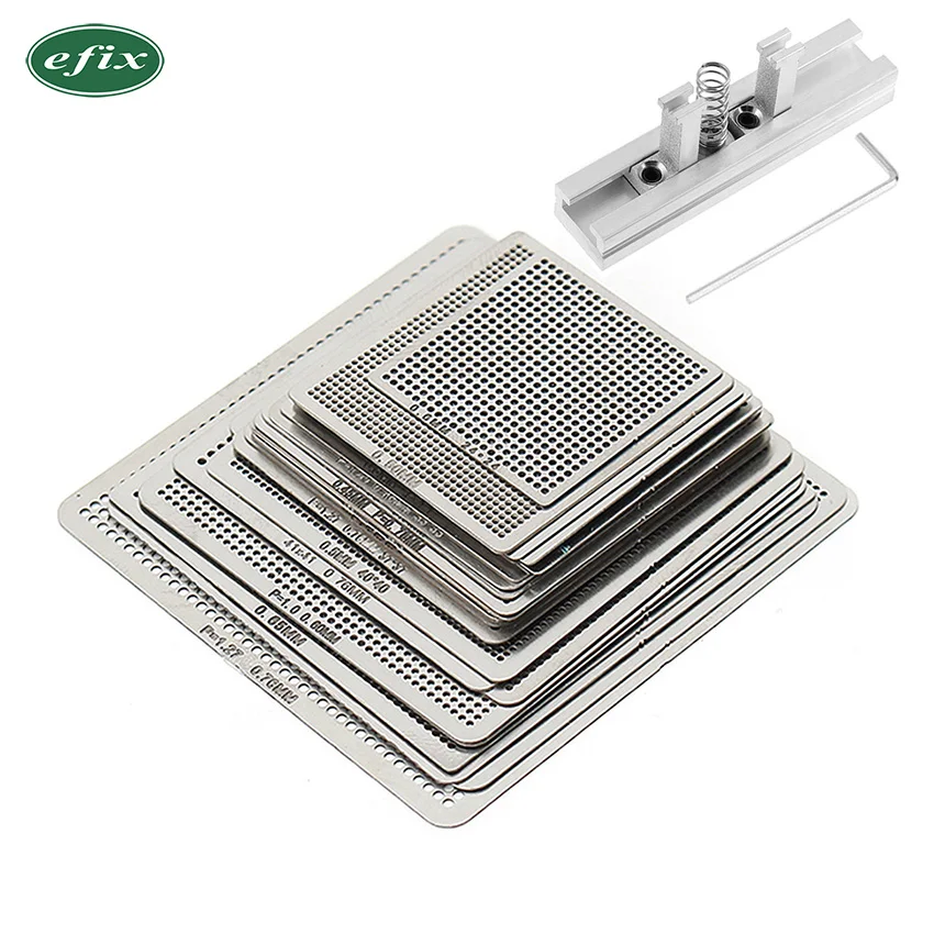 29pcs BGA Directly Heat Reballing Universal Stencils with Template Jig For SMT SMD Chip Rework Repair