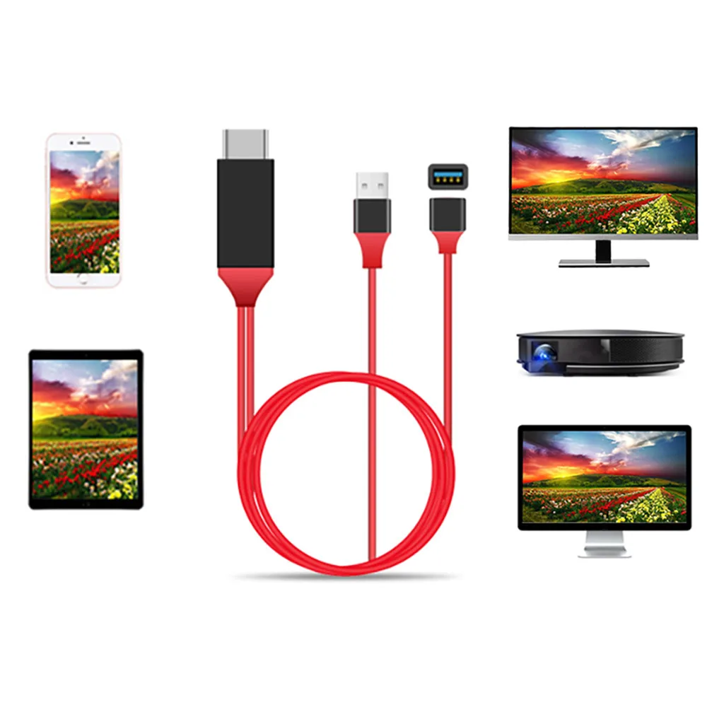 

8 Pin to HDMI Cable HDTV TV Digital AV Adapter 2M USB HDMI 1080P Smart Converter Cable for Apple TV for IPhone HD Plug and Play