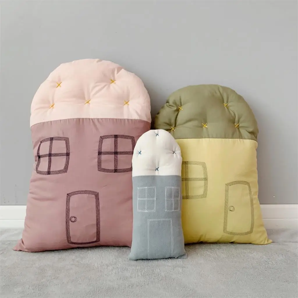Baby Pillow Cotton Cartoon Small House Pillow Newborn Crib Bumper