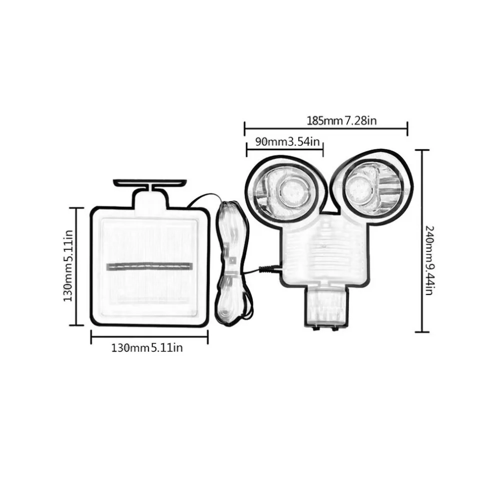 Двойная головка солнечной энергии Открытый водонепроницаемый сад патио безопасности PIR инфракрасный датчик движения настенный ночник