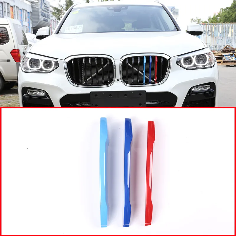 

3 Colors Car Front Grille Trim Strips Grill Cover Trim Stickers For BMW X3 G01 2018 Car Accessories