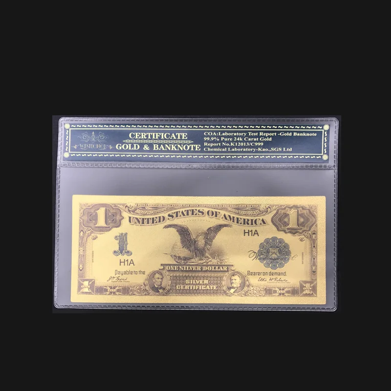 

America Banknote US 1 Dollar 1899 Bill Real 99.9 Gold Foil Banknote US Gold Banknote Collection Gift Free COA Folder For Gift