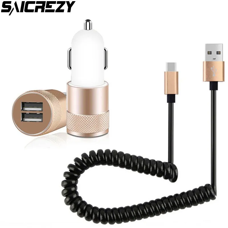 

Metal Dual Ports Car Charger + Metal Plug Connector USB Cable for iPhone 6 6s 7 8 Plus X Xs Max Xr 5 5s SE Fast Charging