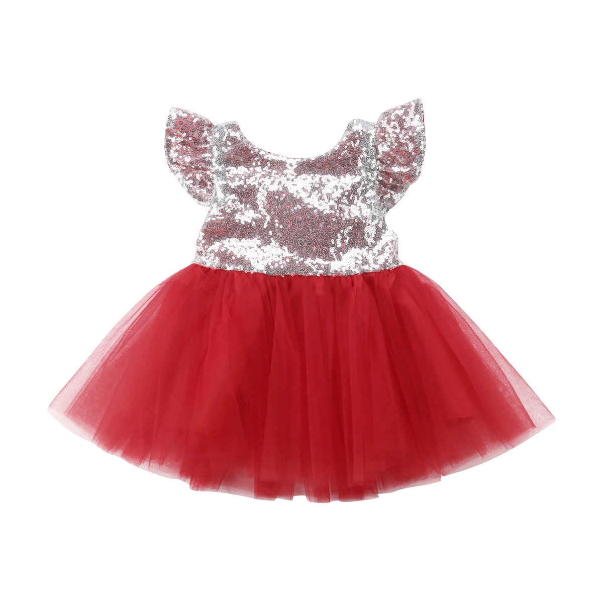 2018 New Summer Party Princess Dress Sequined Lace Patchwork Petal Sleeve Knee-Length Tutu Outfit 1-5Y | Детская одежда и обувь