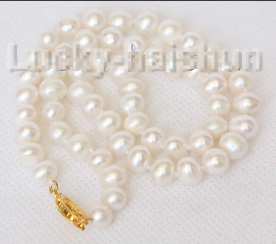 

Hot sale new Style >>>>> 17" 7-8mm near round white freshwater pearls necklace j10315