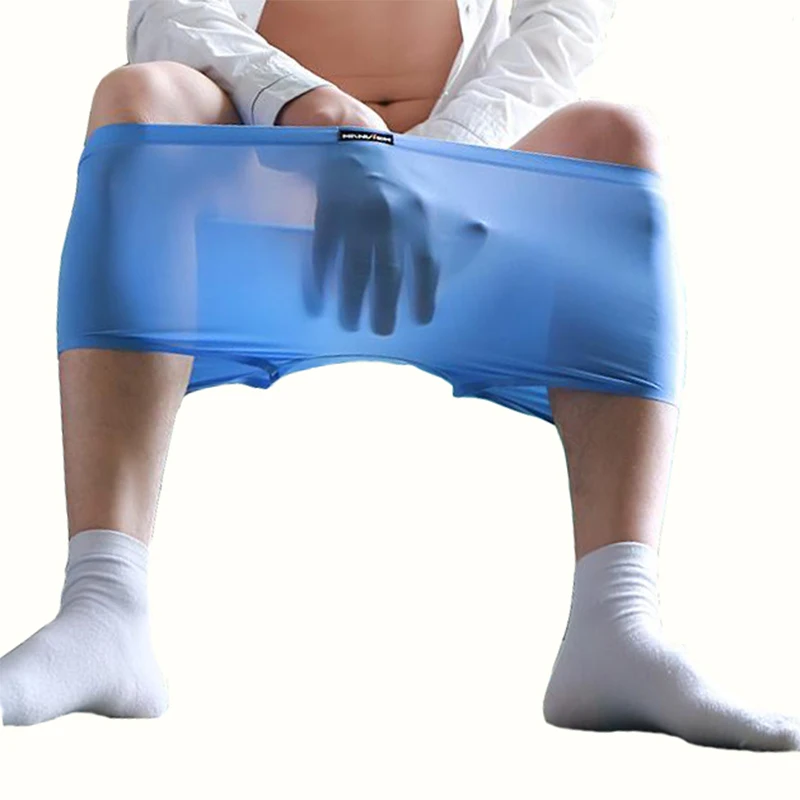 

KWAN.Z male underwear ice silk boxer men ultra-thin transparent cueca gay low waist sexy men's underwear boxer homme underpants