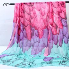 Многоцветный Павлин перо узор шифон ткань платье шелк шифон богема пляжная юбка шарф ткань