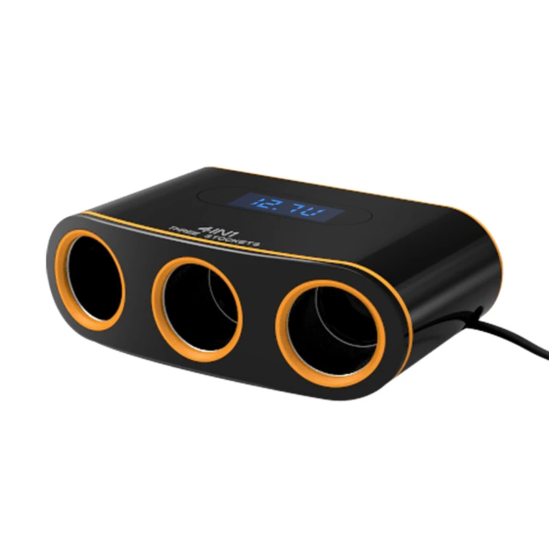 

3-Socket Car Cigarette Lighter Adapter,120W Outlet Power Cigarette Lighter Splitter with Dual USB Car Charger Quick Charge 3.0