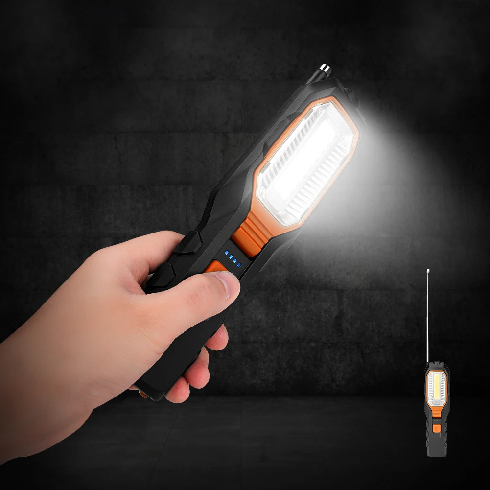 COB светодиодный рабочий свет Регулируемая инспекционная лампа Магнитный ручной фонарь USB Перезаряжаемый фонарь для кемпинга с крюком