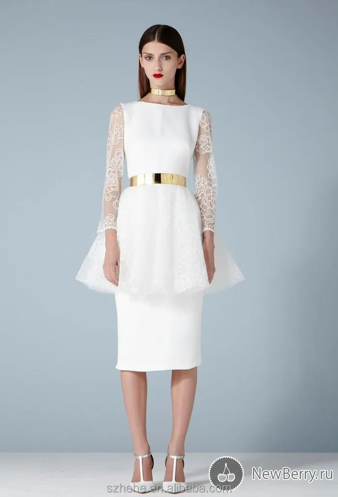 white peplum dress with sleeves