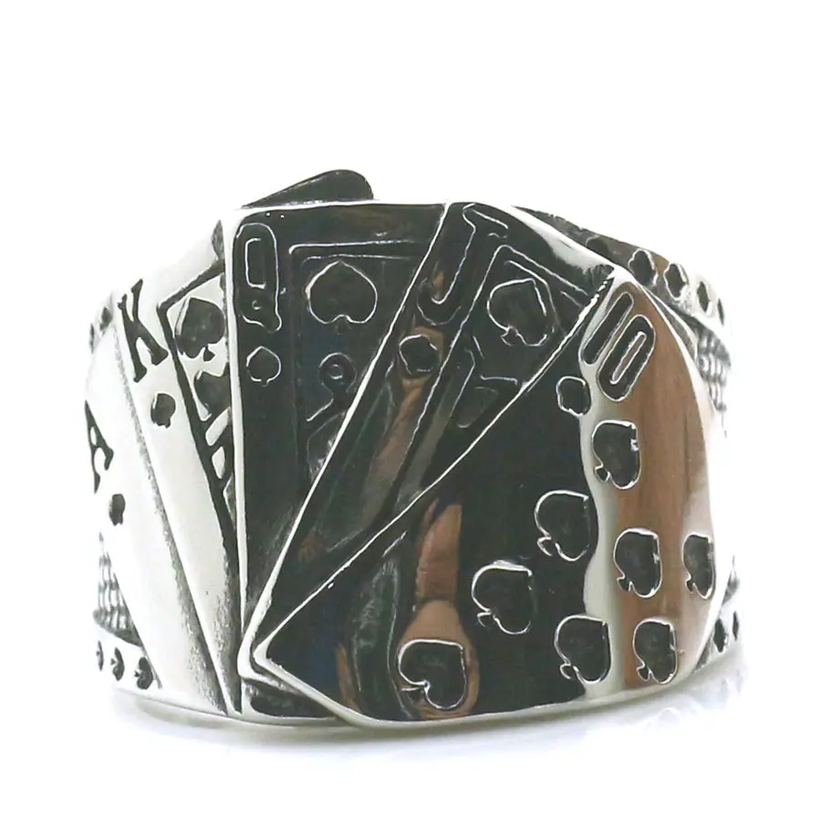 Размер от 7 до 15 мужские Мальчики 316L нержавеющая сталь классное счастливое AKQJ10 покер классическое новейшее кольцо