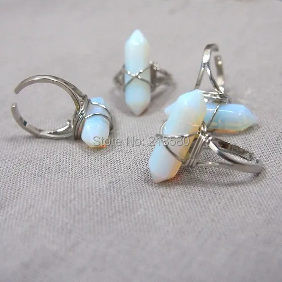 

SR-006 Healing Crystal Opal Quartz Point Silver Ring
