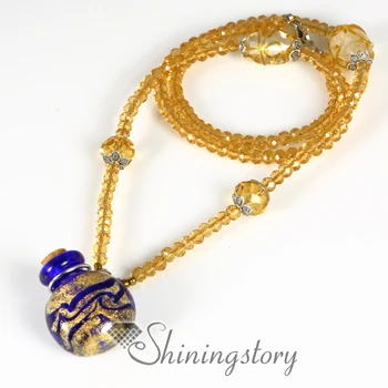 

round glitter essential oil diffuser necklace wholesale handcrafted glass vintage perfume bottle necklace diffusers essential