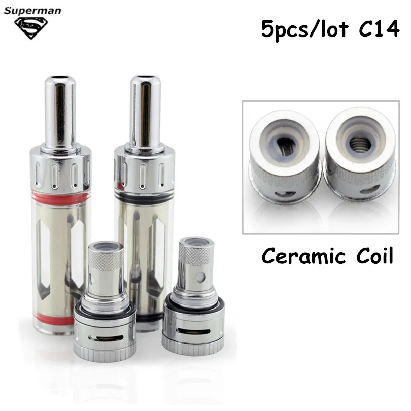 

5pieces SUB TWO C14 atomizer e cigaretteCeramic Coil Sub one with Airflow control subtech Ceramic coil ego 510 thread vaporizer