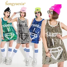 Female singer jazz dance costumes clothes ds costume loose paillette vest dance clothes one-piece dress silver sequins sparkling mirrors dress sexy nightclub bar dj ds costumes female singer leading party performance one piece dress
