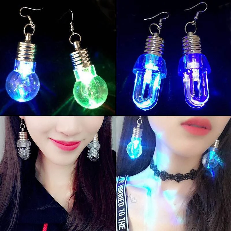 

Silver Color 1 Pair Charm LED Earring Light Up Bright Drop Earrings Glowing Ear Stud For DJ Dance Party Bar Girl Women BRE170
