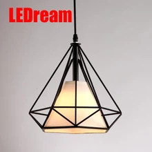 Free with led bulb vibrant birdcage pendant lights iron retro light oft pyramid light metal cage with VDE finest wire and holder