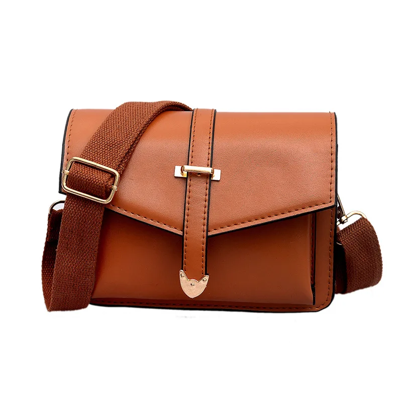 Korean Style New Women PU Leather Handbags Solid Square Shape Casual
