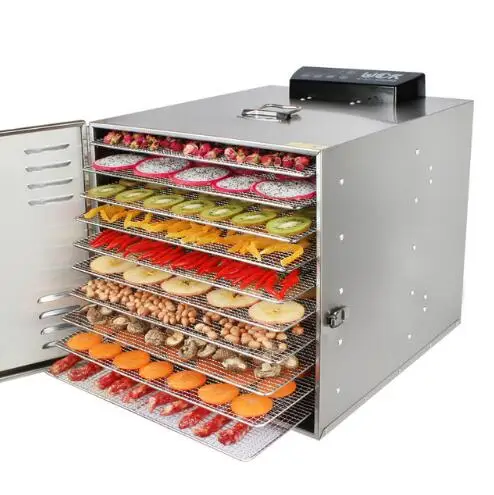 

Free shipping 10 layers Stainless Steel Dehydrator Drying Pet Food Dried Fruit Machine Fruit and Vegetable Dehydration Air Dryer