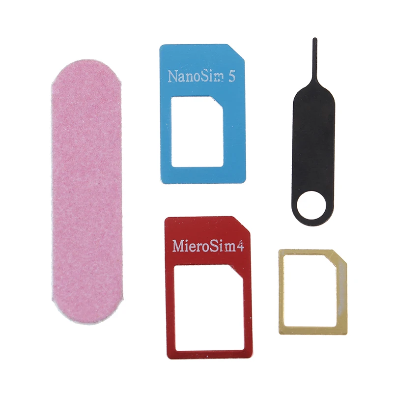 New 5in1 Micro Standard Sim Card Adapter Kit Converter With Sander Bar Tray Open Needle For iPhone 5S 7 Plus 6S xiaomi redmi 3s