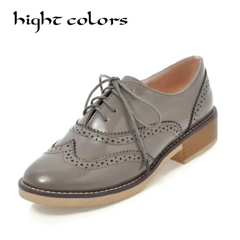 

2018 New Trend Women Shoes Round Toe Oxfords Woman British Style Female Footwear Lace-up Causal Shoes Fashion Flats Woman 26.5CM