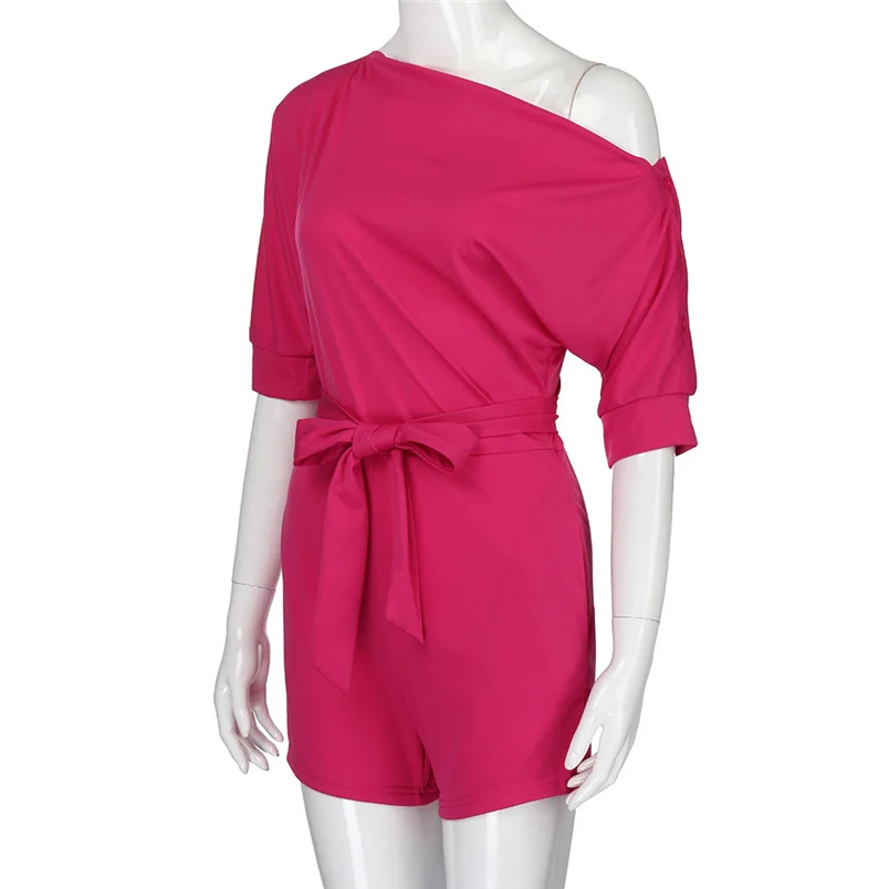 2018 Hot Sale Women's Summer Jumpsuit Sexy Off Shoulder Ruffle Short Romper Fashion Casual Party Jumpsuit  Rompers Holiday #J28 (35)