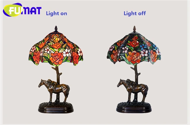 Rose Pure Stained Glass Pure copper Table Lamp Bronze 3