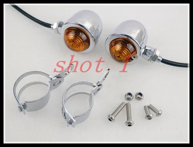 Chrome Turn Signal Running Light w/ Relocation Fork Clamp Mount for